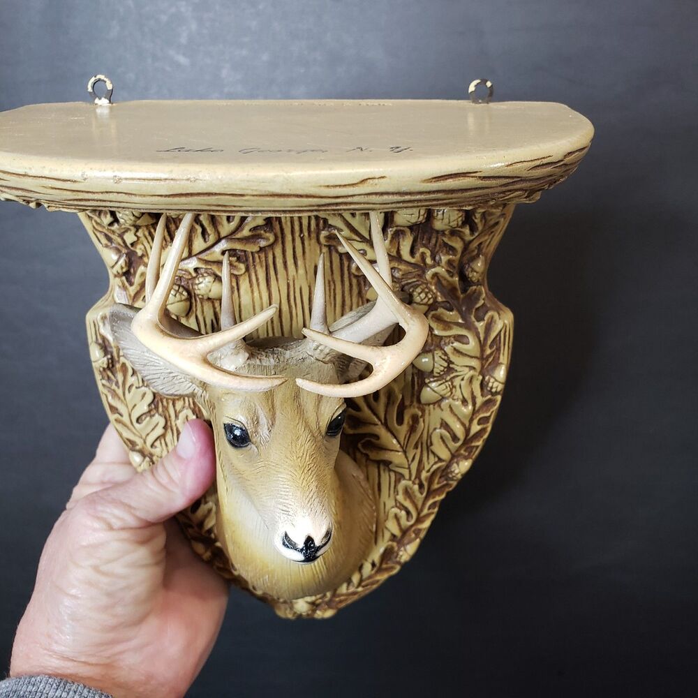 Beautiful Realistic Deer Stag Souvenir Wall Hanging Shelf Lake George NY Decor - Picture 2 of 9
